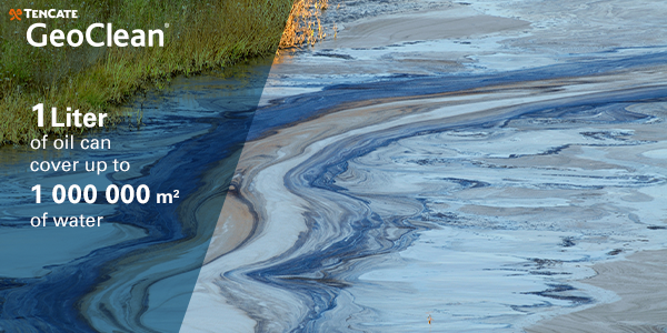 TencateGeoclean's tweet photo. [#Constat] One single litre of #oil can cover large water areas, up to 1,000,000 m² (100 hectares). #pollution https://t.co/hHgD5bEY7W