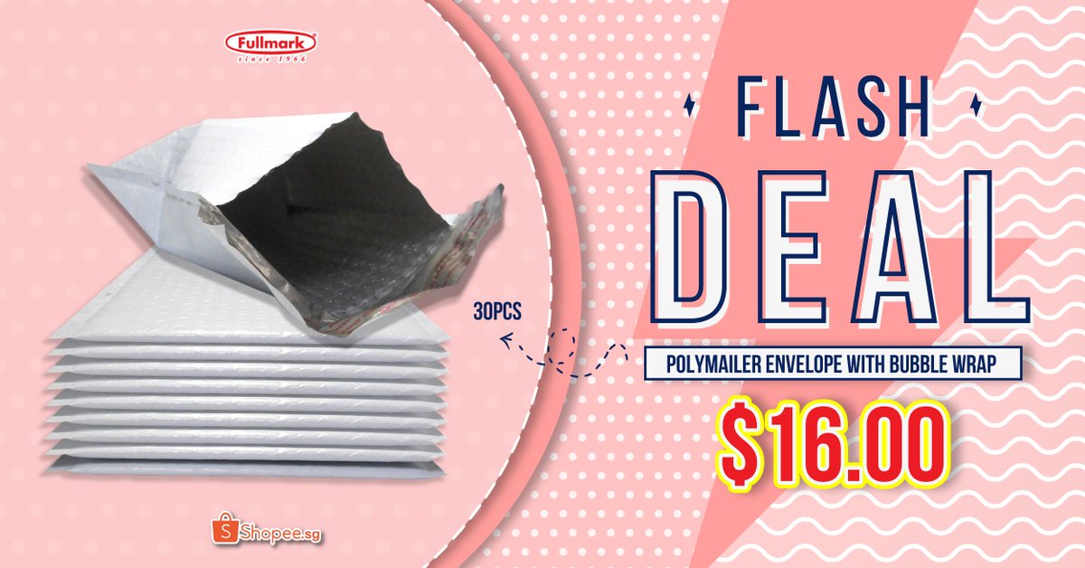 FullmarkSG's tweet photo. Looking for Bubble Wrap Envelope to mail your stuff? Don't miss our upcoming Flash Deal on Shopee on 10th Apr 2019.

#fullmarksg #shopeesg #flashdeal #bubblewrapenvelope https://t.co/pADZYm0eEb