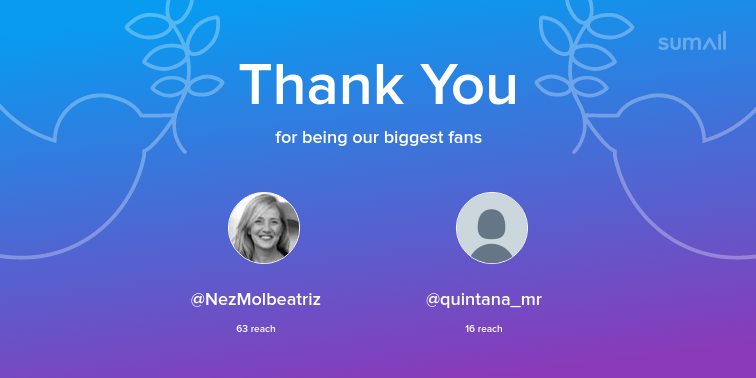 Our biggest fans this week: <a href="/NezMolbeatriz/">Beatriz</a>, @quintana_mr. Thank you! via sumall.com/thankyou?utm_s…