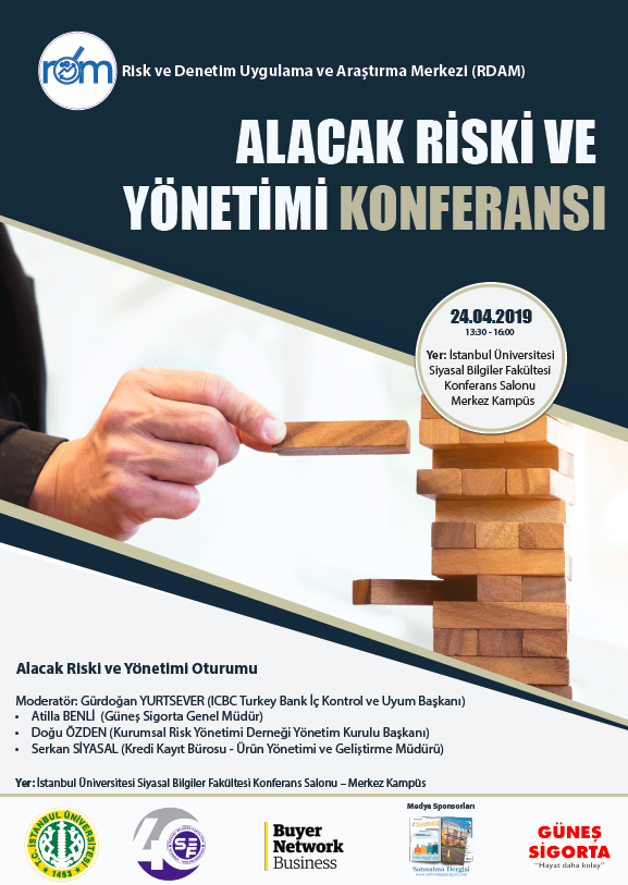 24 Nisan tarihinde 13:30'da Risk ve Denetim Araştırma Merkez’imizin Alacak Riski ve Yönetimi konferansı var.
Katılımın ücretsiz olduğu etkinliğe kayıt için docs.google.com/forms/d/10FFEt… 
<a href="/IU_Siyasal/">İstanbul Üniversitesi Siyasal Bilgiler Fakültesi</a> <a href="/siyasalik/">Siyasal İşletme Kulübü</a> <a href="/iusbfsayfasi/">İstanbul Siyasal</a> <a href="/siyasalogrenci/">İÜ Siyasal Öğrenci</a> <a href="/Siyasal_Vakfi/">Siyasal Vakfı</a>