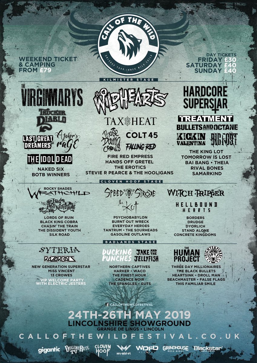 Tier 2 tickets running low. gigantic.com/call-of-the-wi… @ThoseDamnCrows @AJOKERSRAGE @truckerdiablo @TILband @HandsOffGretel @wearecolt45 @KickinValentina @Bullets_And_O @Bigfootukrock @TheWildhearts @thevirginmarys @VMSStreetTeam @TheWildhearts @WitchTripperUK