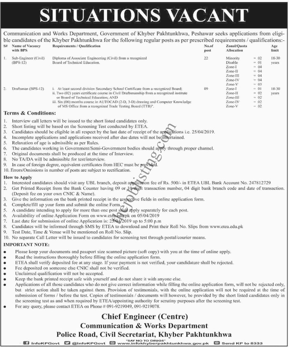 thejoblisting's tweet image. Communication &amp;amp; Works Department Jobs 2019 in Khyber Pakhtunkhwa for #SubEngineer
Total Posts: 31
Last date: 25 April, 2019
For more details: bit.ly/2P12JYZ