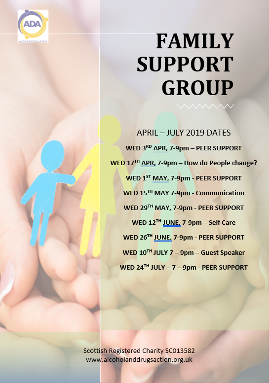 AlcDrugsAction's tweet photo. Our Family Support Group diary for the next few months. Every 2nd Wednesday at 7 Hadden Street, 7-9pm. #enablerecovery #harmreduction https://t.co/Jz1J2GpNVL
