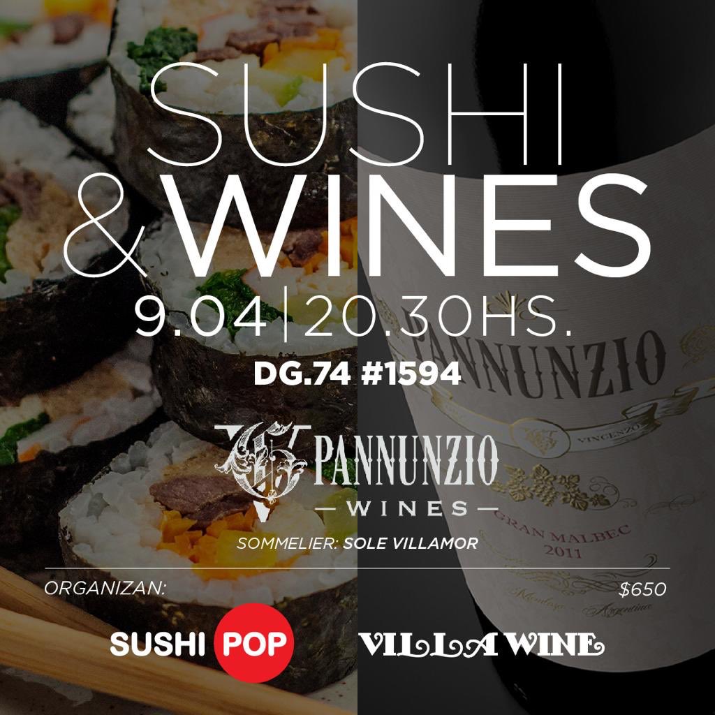 ➡️No te lo pierdaaas!!!
📍HOY
<a href="/SushiPopARG/">SushiPop</a> &amp; #VillaWine 
Nos unimos para traerte está propuesta...

#SUSHIWINES 

El mejor #Sushi con los mejores vinos de la bodega <a href="/PannunzioWines/">@PannunzioWines</a> 
Día: 09/04
Valor: $650
Lugar: Sushi Pop #LaPlata 
Hora: 20:30 hs