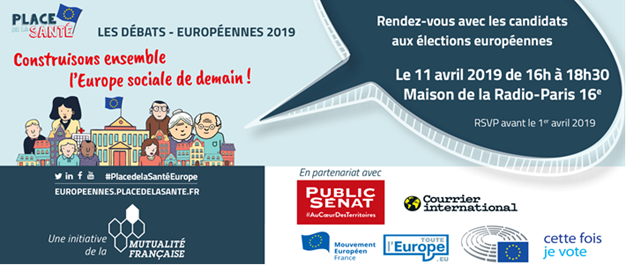 #PlacedelaSanté J-2 ! Rendez-vous le 11 avril pour suivre en streaming notre grand oral sur l’#EuropeSociale, avec les 10 principales têtes de liste aux #ElectionsEuropéennes, sur mutualite.fr, notre page Facebook et <a href="/mutualite_fr/">Mutualité Française</a> avec le hashtag #PlacedelaSanté
