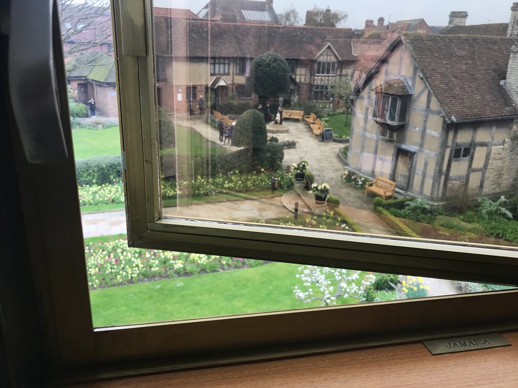 YSJLife's tweet photo. Excited to visit the @ShakespeareBT exhibition at the birthplace shortly. Here’s the view from our time looking at archive resources 🍃 https://t.co/kwX16EpdPW