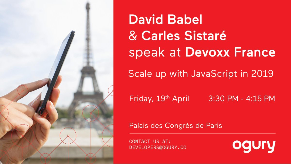 [Event] Going to <a href="/DevoxxFR/">DevoxxFR (🦋 devoxxfr.bsky.social)</a> and eager to learn how to scale up with JavaScript? Don’t miss <a href="/CarlesSistare/">Carles Sistaré</a>  and David Babel’s exclusive talk on April 19th where they will reveal their secrets. Discover Ogury’s entire program here: splashthat.com/sites/view/dev…

#DevoxxFR #Ogury #JS