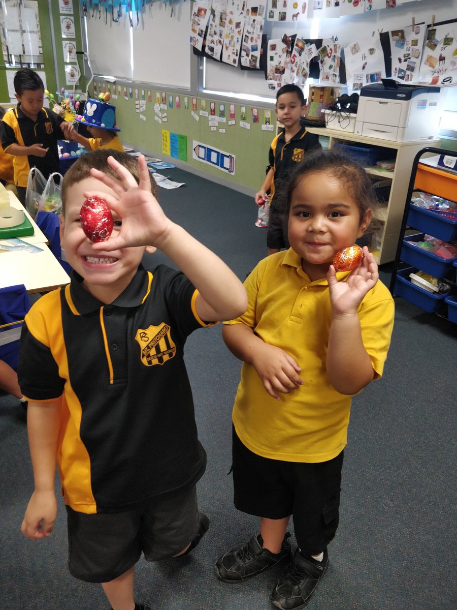 Oh my! The Easter bunny visited KT! We were so egg-cited to find all the chocolate treats! #easter #kindergarten