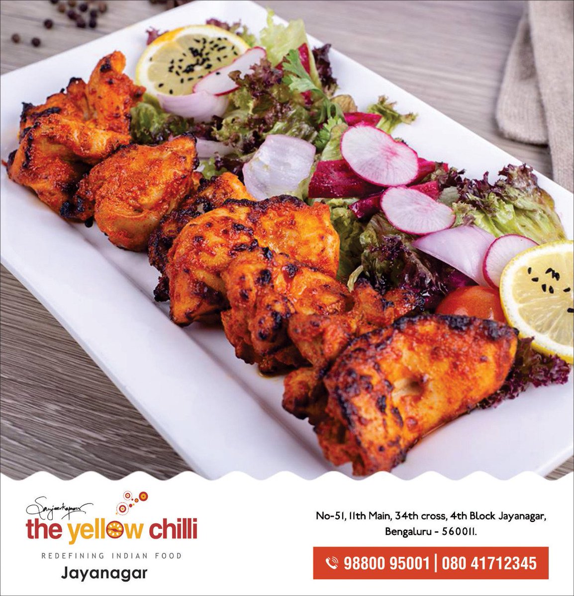 TYC_Bangalore's tweet photo. Here's A Delicious reason to visit us. The Yellow Chilli, Resturant in Jayanagar, Bangalore South. 
For Reservations &amp; Food Delivery Call: +91 98800 95001 / 080 4171 2345
#TheYellowChilli #restaurant #Bengaluru #foodiesofinstagram #foodlovers #foodies #TuesdayThoughts #yummy https://t.co/ubDbS8jPG0