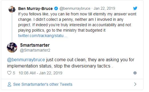 dmightyangel's tweet photo. #NaijaTwitterNASS
"Dear Sen @benmurraybruce, we are aware you nominated N220m zonal intervention projects in 2018 budget for Bayelsa East Senatorial District"..@TrackaNG 

So what has the man CHASING Common Sense since 2015 achieved as a SENATOR?
1. NOTHING
2. NOTHING
#NASScomedy https://t.co/EDygL8NRAF