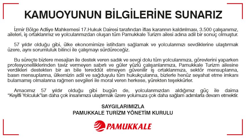 Kamuoyunun Bilgilerine Sunarız: