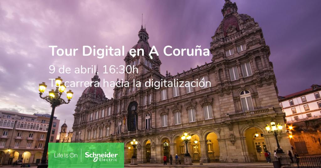 SchneiderES's tweet photo. ¡Esta tarde nuestro #TourDigital llega a #ACoruña! Aún estás a tiempo de sumarte a la carrera🏃🏻 de la digitalización 👉 https://t.co/QM83FhhFWW https://t.co/vfAyAwpvhJ