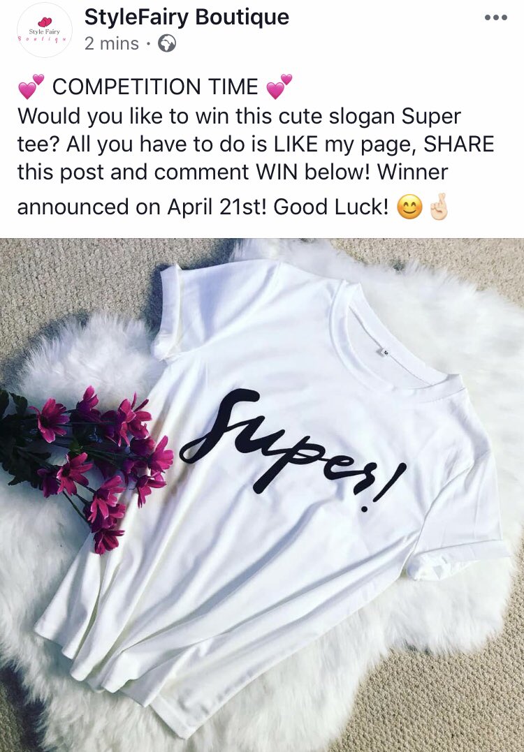StylefairyB's tweet photo. Head over to my fb page to enter my competition to win a Super tee! 💕
#facebook #competition #slogan #tee #win #fashion #follow #rt https://t.co/y1wOeROWwE