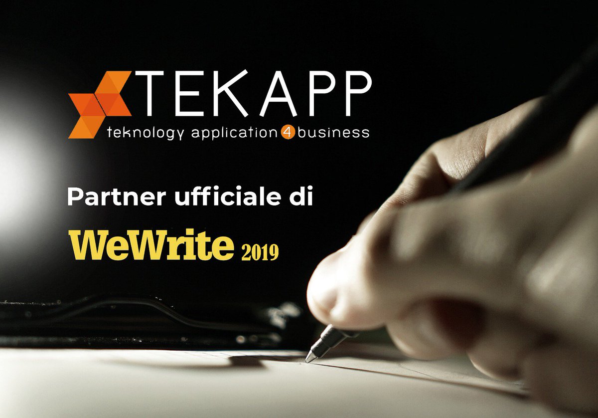 TekAppSrl's tweet photo. Per il secondo anno consecutivo, Tekapp è partner di #WeWrite!
Un'iniziativa bellissima dedicata agli #studenti che amano scrivere e vogliono far sentire la loro voce!
Appuntamento a giovedì 11 aprile presso l'Hotel Mercure Astoria: noi ci saremo! https://t.co/VCJR6MtsT9