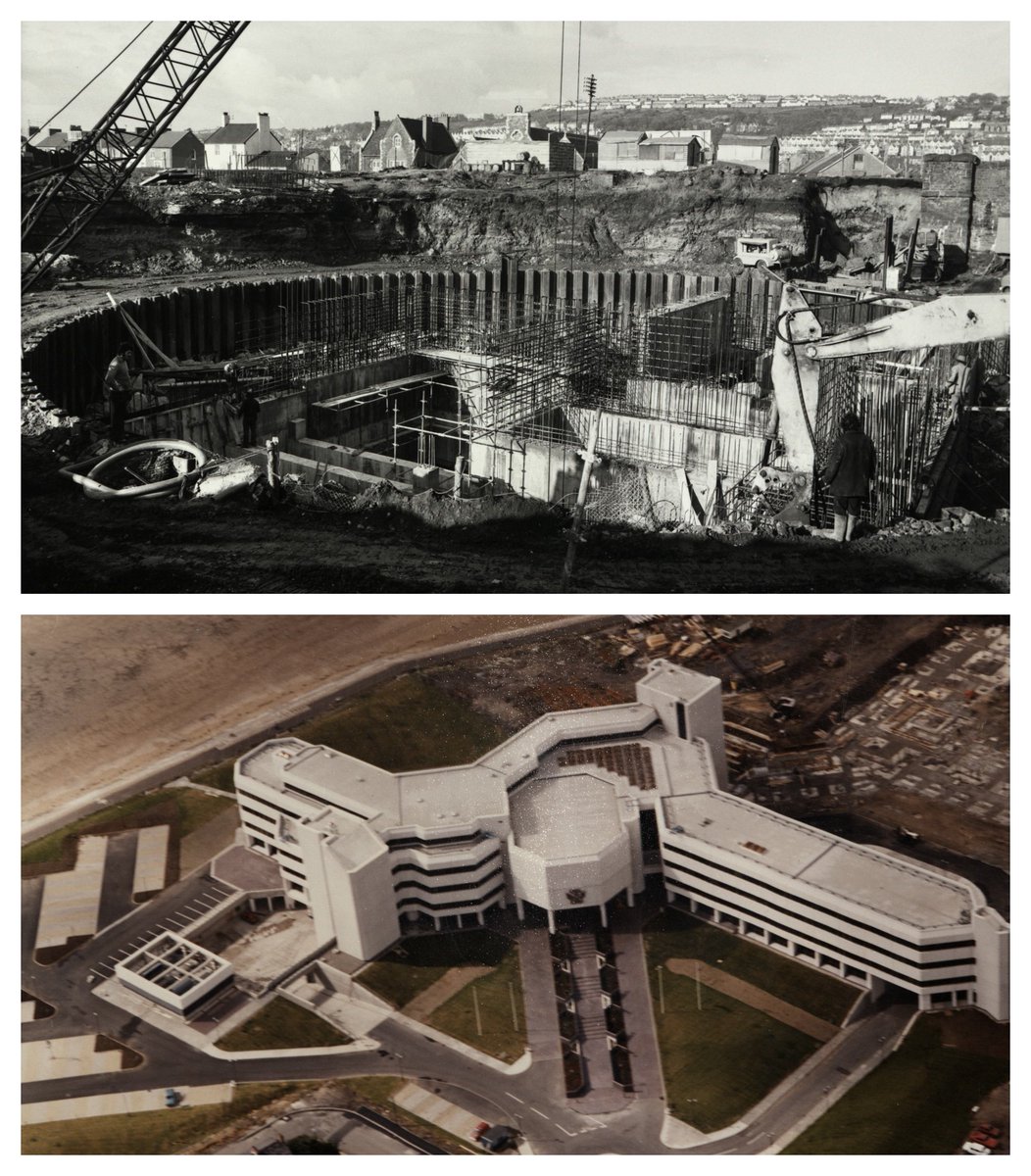 WestGlamArchive's tweet photo. Our archive collections are housed underneath Swansea’s Civic Centre on Oystermouth Road. These photos from our archives shows the construction from start to finish. #ArchivesBuilding #Archive30 https://t.co/i9HiVAWL2K