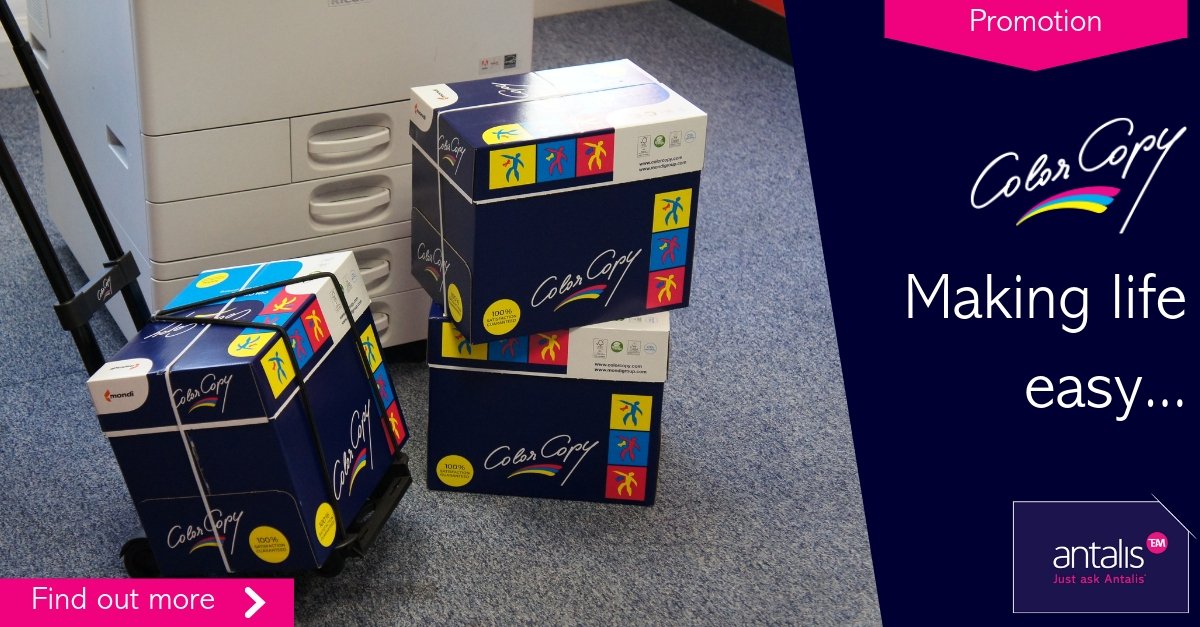 Antalis_UK's tweet photo. During April, members of the Antalis loyalty program A4&more who buy #ColorCopy papers will receive a free Color Copy Trolley - no more carrying heavy boxes of paper! Find out more 👉 https://t.co/7Fb10p0Pta https://t.co/58uwO4jhmX