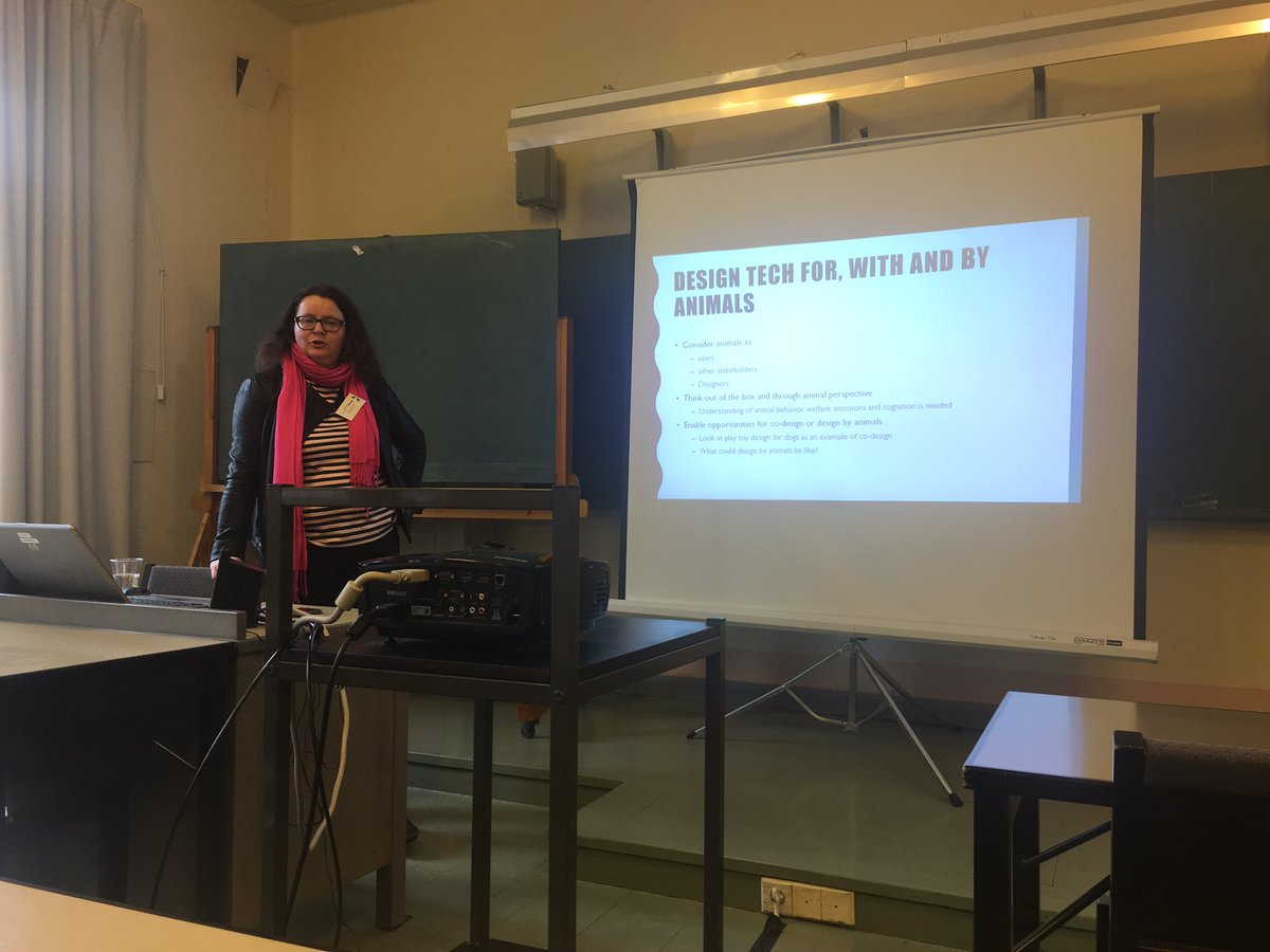 Ilyena's tweet photo. @helivaataja talking at @ykes_ry on welfare, consent as communication for empowerment #ACI #animaltechnology https://t.co/Qw4qKoI7ER