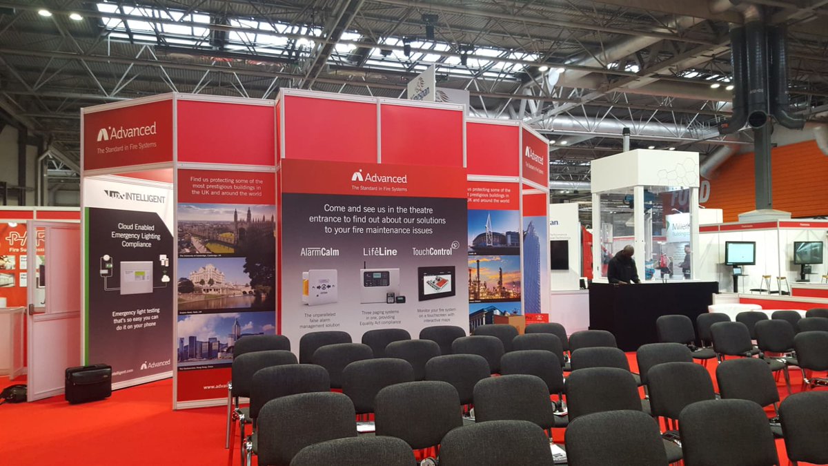 advancedlive's tweet image. Find us at the entrance to the Fire Safety Keynote Theatre at this week's @FireSafetyEvent @ the Birmingham NEC.
Here you'll be able to learn more about our latest in #firesafety technology including live demonstrations of our TouchControl solution.
#activefireprotection