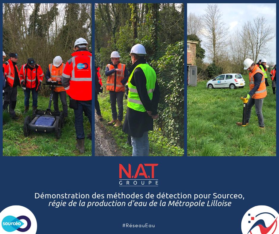 GroupeNAT's tweet photo. L’équipe de #Sourceo, régie de production d’eau de la #MEL, a assisté à la démonstration de détection de ses réseaux par le Groupe NAT : le savoir-faire des Experts-Réseaux NAT au service d'une classification optimale des réseaux.
#LaMELenClasseA #RéseauEau #détection #géoradar https://t.co/F5L7IgOMTH