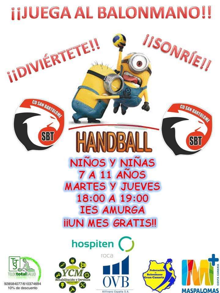 cdSBT's tweet photo. BALONMANO: 

Trae a tu hijo/a a jugar al balonmano donde se divertira y hará grandes amigos!! Prueba un mes GRATIS!! https://t.co/4YKleYDUrz