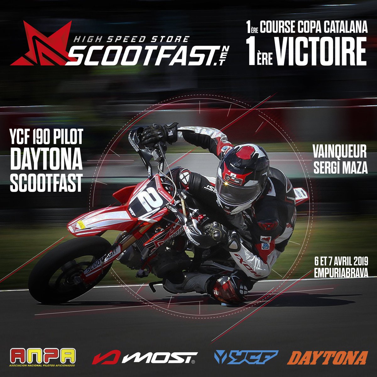 ☆★ ScootFast et son YCF 190 Pilot Daytona piloté par notre jeune Sergi  Maza sont sortis victorieux de la première manche du Championnat ANPA  Catalan. Bravo l'équipe ! #scootfast #ycfriding #mbfactory