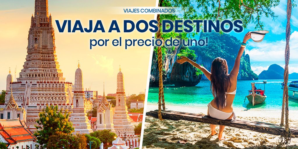 LogitravelMX's tweet photo. ¡Dos viajes por el precio de uno!
Descubre nuestros Viajes Combinados Ciudad+Playa y disfruta al doble de los mejores destinos.
¡Atrévete a viajar tanto como siempre lo has querido!
ℹ https://t.co/ExE0xY04aJ https://t.co/pOqQE7QFzJ