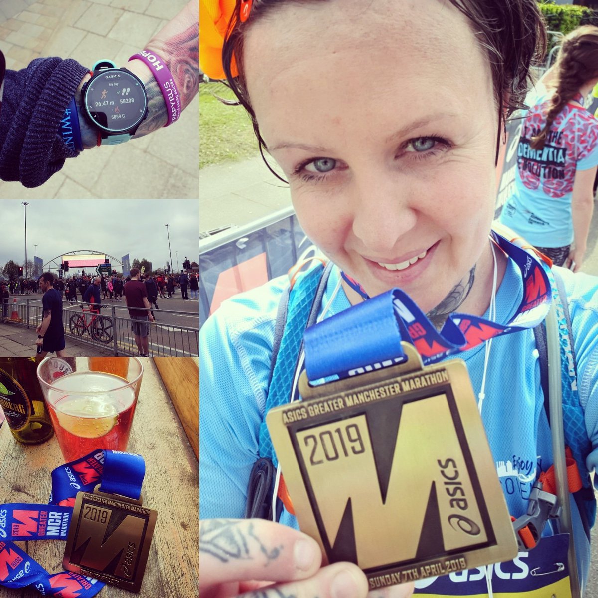 roodyroodyroody's tweet photo. I can say I run marathons now as I dragged myself round Manchester!! Loved and loathed it .. totally hardest thing I've ever done... maybe tempted to do another let's see how I heal after this. #ManchesterMarathon #canmanagestairsactually #feelok apart from the lurgy obvs. https://t.co/rO3aR2uVBf