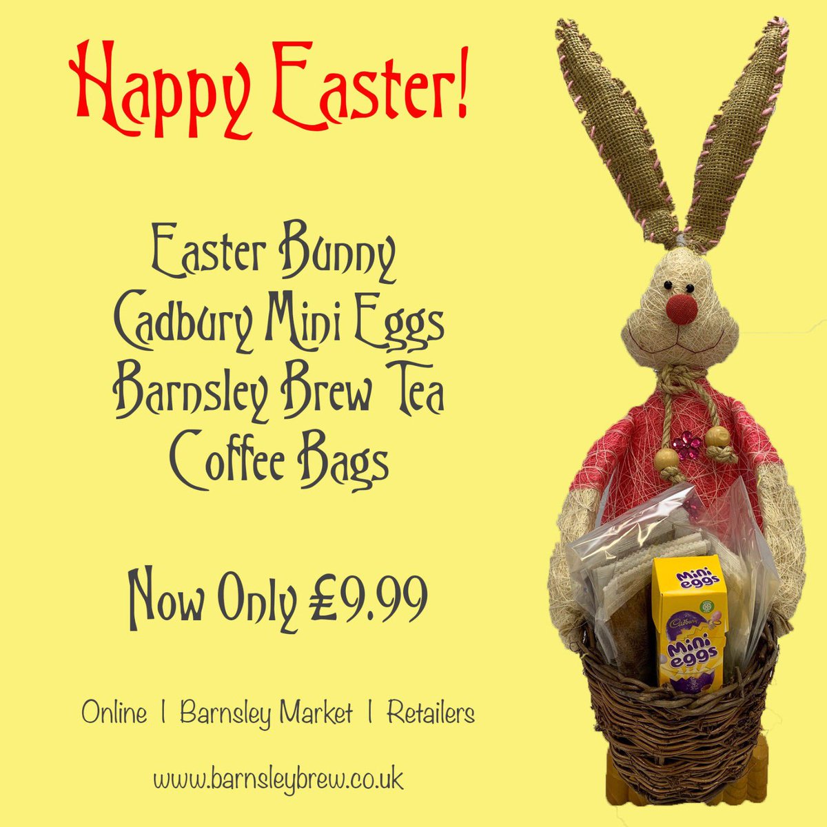 Happy Easter 🐣 Why not treat the family to an Easter Bunny with Chocolate, Tea and Coffee ☕️. Only £9.99 ⭐️ #easter #eastergifts #tea #barnsleyisbrill #coffee #wearebarnsley