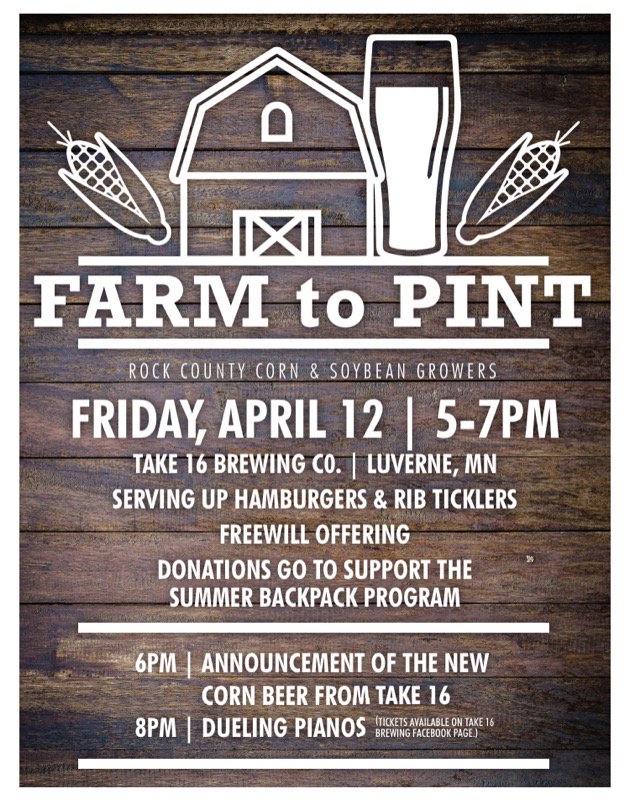 rockcornandsoy's tweet photo. Join us at Farm to Pint and try the new Corn beer!  We will also be serving hamburgers and rib ticklers to everyone who attends. @take16beer @mncorn https://t.co/omCwo6A4ZB