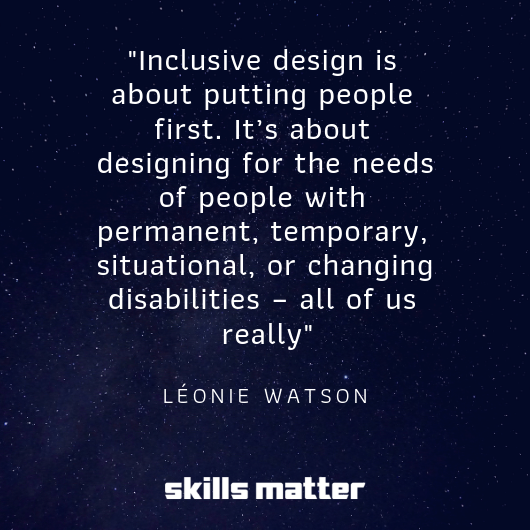 skillsmatter's tweet photo. Come and hear more about putting people first in your designs with @LeonieWatson , here at Skills Matter on the 23rd April. Register for free at https://t.co/Oo2T3r23Kb #AccessibilityDearWatson https://t.co/vPZuHQAn3P