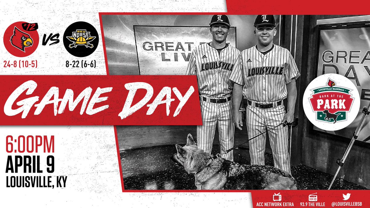 LouisvilleBSB's tweet photo. Paws 🐾 in the air if you’re excited for gameday! Need more reasons to head to Jim Patterson? ⤵️

🔴 Free doggie bandanas
🔴 T-Shirt Tuesday
🔴 $1 beers

#L1C4 https://t.co/Tze3TinJ9B