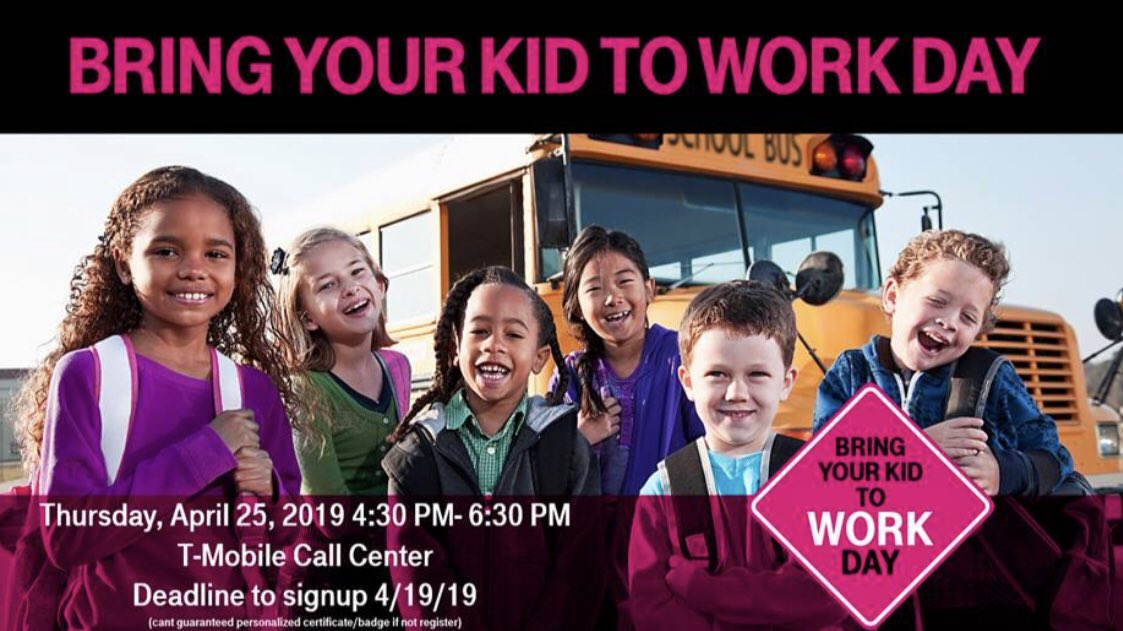 luluayala81's tweet image. MISSION,
MAKE THE YOUNGSTERS PART OF TEAMS MAGENTA! BRING YOUR KIDS TO WORK ON THURSDAY, APRIL 25 4:30 PM- 6:30 PM TO SEE WHAT IT’S LIKE TO WORK AT THE COMPANY THAT’S CHANGING THE WIRELESS INDUSTRY.  #BeYou #BeMagenta #MultiGen #MissionTXperts #Diversity #Inclusion