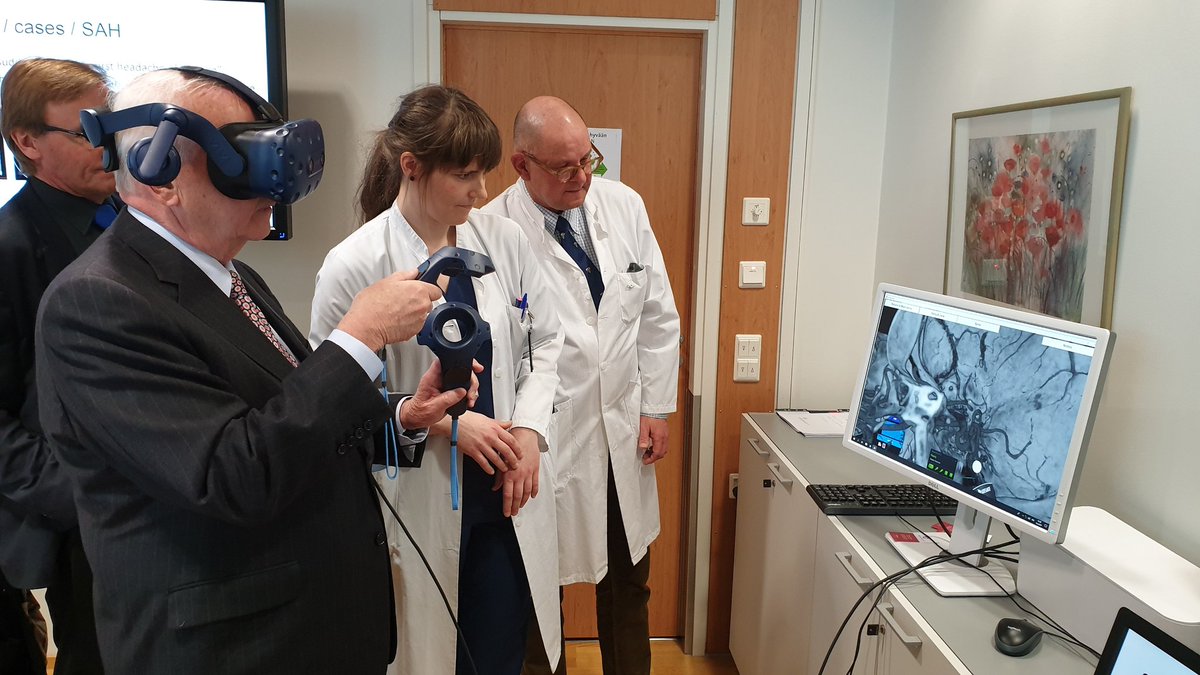 SurgeryVision's tweet image. U.S. Ambassador Robert Frank Pence testing SurgeryVision™ surgery planning tool in Turku University Hospital in Finland.