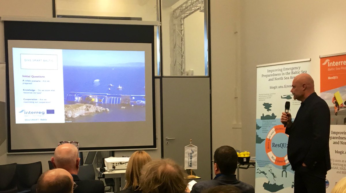 BSRSecure's tweet photo. Costa Concordia disaster showed the need for cooperation in rescue - #divesmartbaltic project of @ResQU2Platform imagined if it happened in #BalticSeaRegion &amp; organised 2 biggest joint diving exercises in the world - increased international response time x4. #MadeWithInterreg https://t.co/hCGPz0oTd8