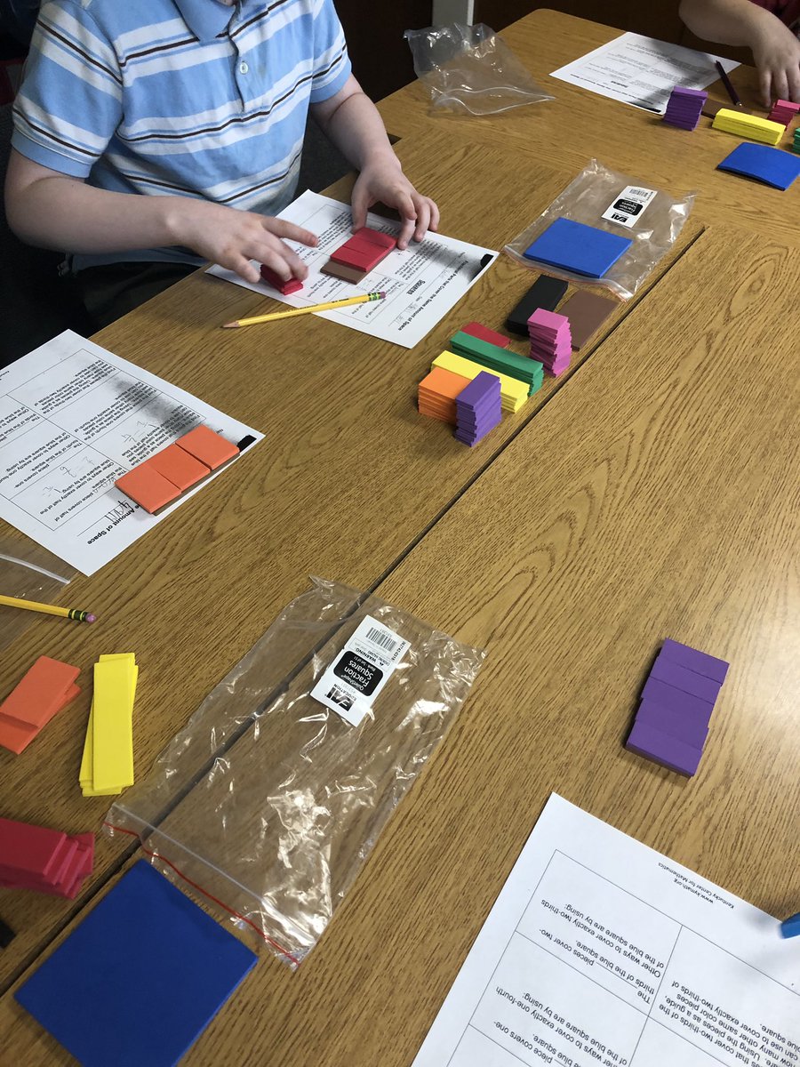 MrsEndicott3rd's tweet photo. Thanks @KyCenterforMath for having a fractions PLC! These math manipulatives are such a help today when exploring equivalent fractions! @PinerPrincipal https://t.co/aJ3DPS3K4S
