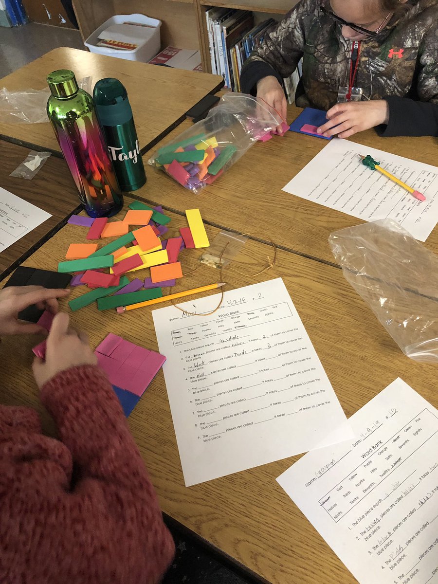 MrsEndicott3rd's tweet photo. Thanks @KyCenterforMath for having a fractions PLC! These math manipulatives are such a help today when exploring equivalent fractions! @PinerPrincipal https://t.co/aJ3DPS3K4S
