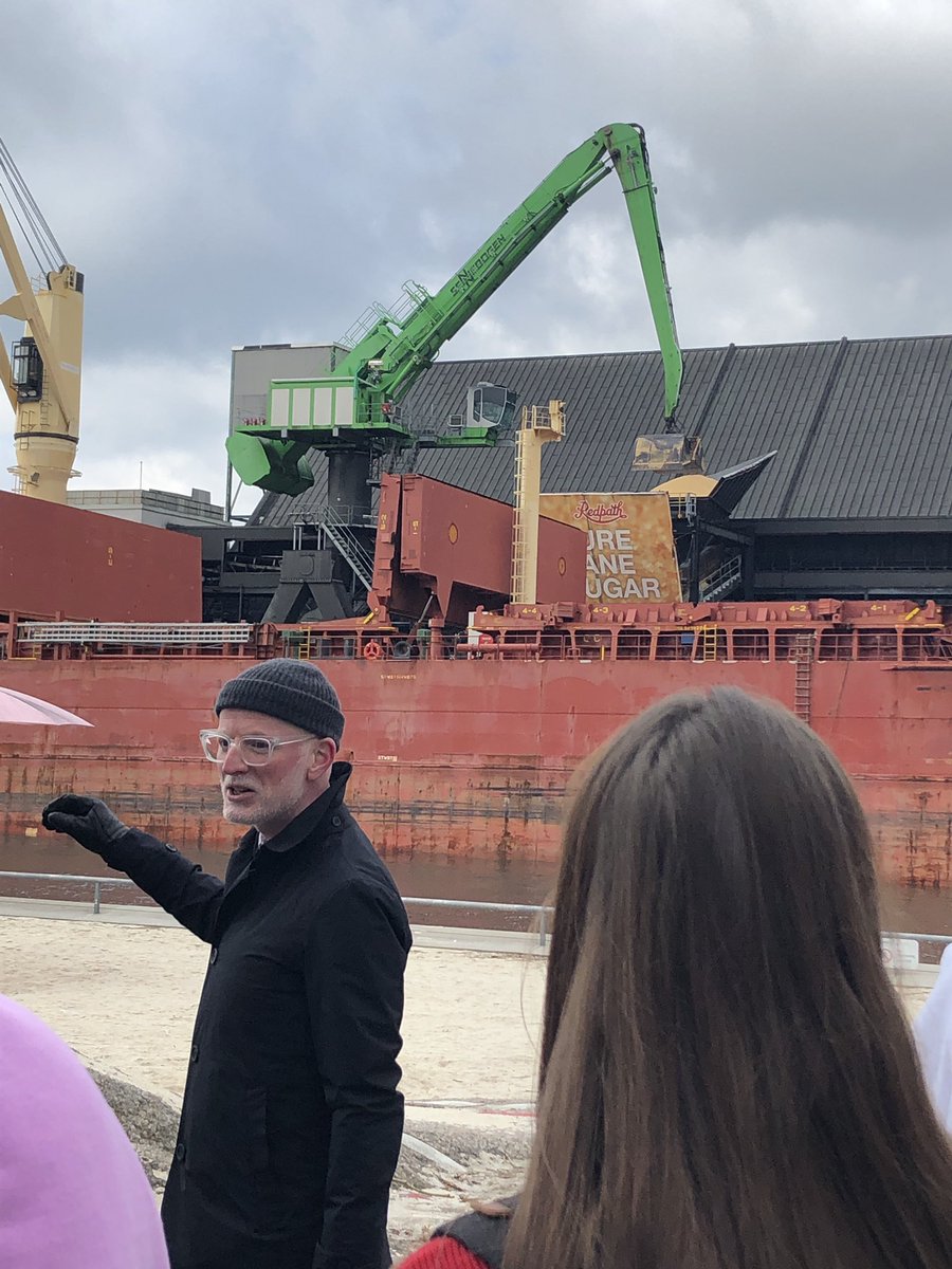MaryAnnKrotz's tweet photo. Watching raw cane sugar being unloaded from a ship from the Caribbean. #sugarbeach #redpathsugar #day9 @HavergalCollege https://t.co/DpbxEH7KkT