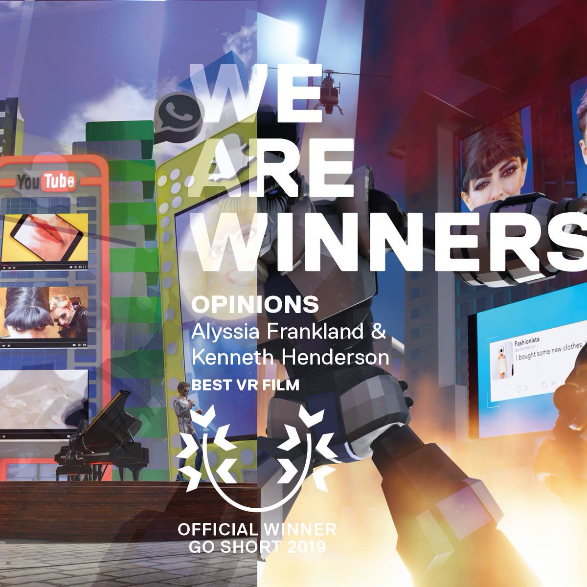 Last week, we had a great time at the Go Short Film Festival in Nijmegen, Holland and are excited to announce that Opinions, our VR music video with <a href="/BourgMaurice/">Bourgeois & Maurice 👽🤡</a> won the Best VR Film 2019!