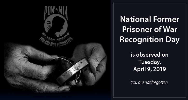 Today we honor and remember the service and sacrifice of those who were former prisoners of war.  You are not forgotten. #NationalFormerPOWDay
