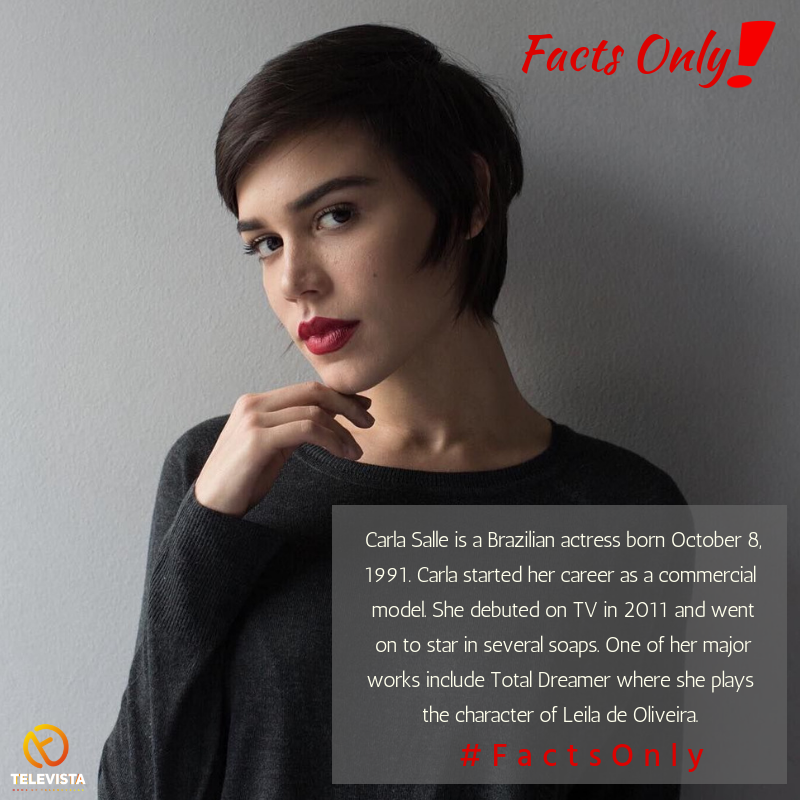 TelevistaTV's tweet photo. #FactsOnly: #CarlaSalle is a Brazilian actress born October 8, 1991. Carla started her career as a commercial model. She debuted on TV in 2011 and went on to star in several soaps. #TelevistaTV #DsTVCh194 #GoTVCh15 https://t.co/YdZxKpEuC6