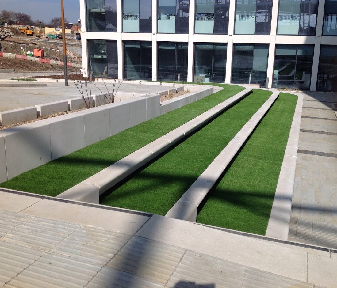 SustainLS's tweet photo. Artificial grass #seating area installed at #Newcastle Laboratory Public Realm, Science Central. https://t.co/dRaEAy1KBJ