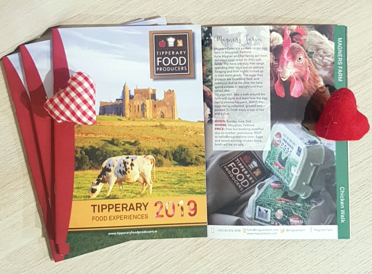 FHCexperience's tweet photo. These new @tippfood brochures have certainly brightened up a dull morning. Full of great food experiences on offer in #Tipperary. Including @MagnersFarm @CashelBlue and @theapplefarmer - to name a few! Pick a copy up now at #FHCExperience and get planning! 🐓🍏🧀 https://t.co/ZaKsM1aoSZ