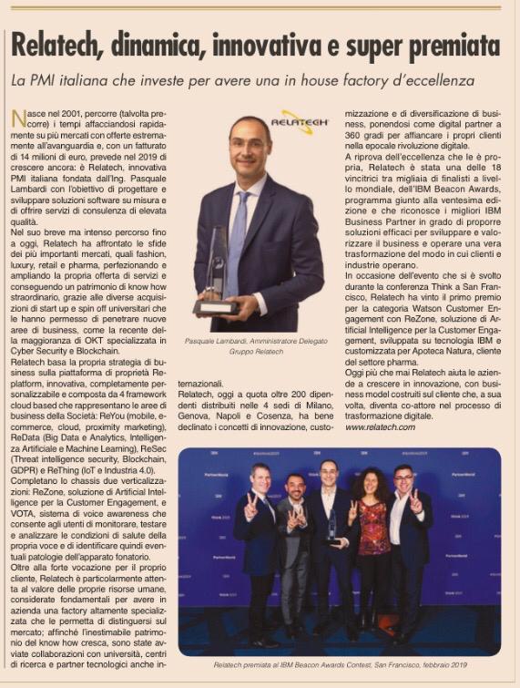relatechspa's tweet photo. Relatech su Il Sole 24 Ore - Speciale PMI Innovative
"Relatech, dinamica, innovativa e super premiata.
La PMI italiana che investe per avere una in house factory d’eccellenza"

#ilsole24ore #SpecialePMIinnovative #aziendeeccellenti #PMI
#Relatech
@plambardi @sole24ore https://t.co/sHyabrQM4b