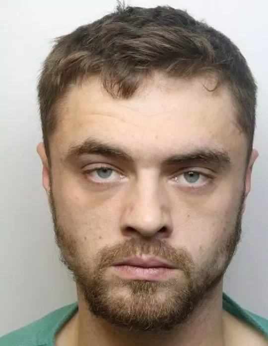 Liam Swinfield was unlicensed & uninsured when he tried to evade police, driving at over 50mph in a 30mph zone, the wrong way around roundabouts, damaging multiple cars. He fled, leaving his 1yo child injured in his smouldering, overturned vehicle. 18 months jail, 2 year ban.
