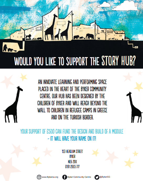 bykercc's tweet photo. #TheStoryHub is working with @NorthernPrint to help children from Byker to write their own stories. You can help us do that. https://t.co/rNxf46v0R7