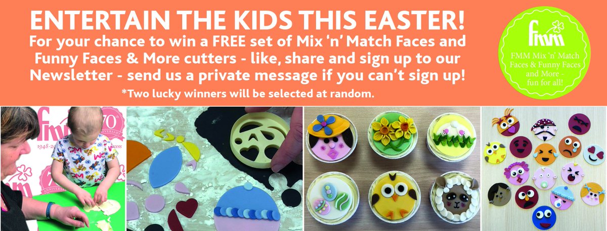 Here is a fab Easter holiday giveaway for you - for your chance to win one of two  FREE sets of FMM Mix 'n' Match Faces and FMM Mix 'n' Match Funny Faces, head over to our facebook page to enter facebook.com/FmmLtd/