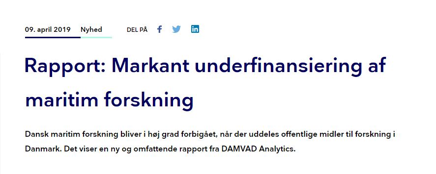 ClasenK's tweet photo. En god og en dårlig nyhed🤔. Dansk maritim forskning er i topklasse og i synk med erhvervslivet👍. Men den er markant underfinansieret i forhold til behovet, andre sektorer og andre lande👎. Finansieringen er tilmed primært privat. #blaadk #dkforsk
https://t.co/2QsOj1dTQc https://t.co/qz9YGr7Zof