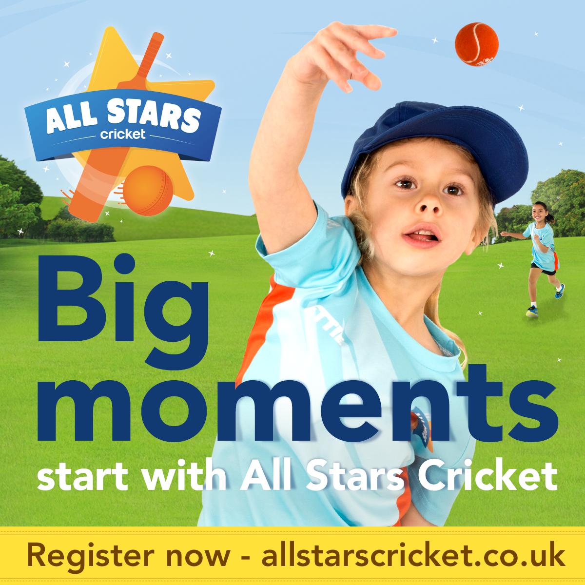 HerefordsCric's tweet photo. Lots of youngsters aged 5-8 are looking froward to the @allstarscricket activities @B_LCC starting on Thursday 16 May #BigMoments #Fun #sport #hereford  FREE kit for all who register @Broadlands_hfds @LugwardinePTFA @Withington_hfds @HolmerAcademy https://t.co/obrFYBCRpw
