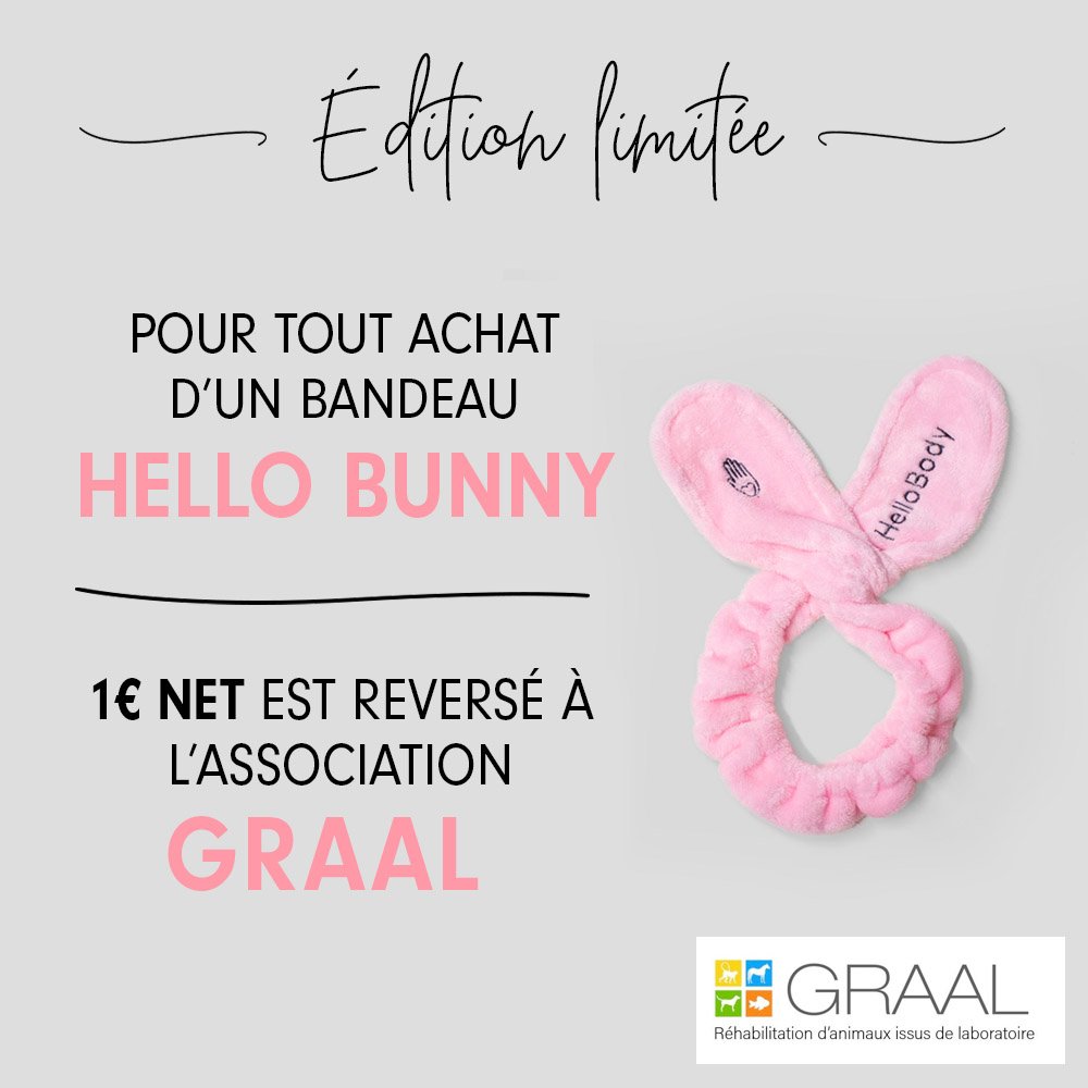 hellobody_fr's tweet image. Ce matin un lapin… 🐰 Notre bandeau HELLO BUNNY protège tes 💇‍♀️ mais aussi nos amis les animaux  🌱 Découvre le compte de @Asso_GRAAL qui offre entre autres actions, une belle retraite aux animaux de laboratoire ❤️ #HelloBody #AssoGRAAL #CrueltyFree