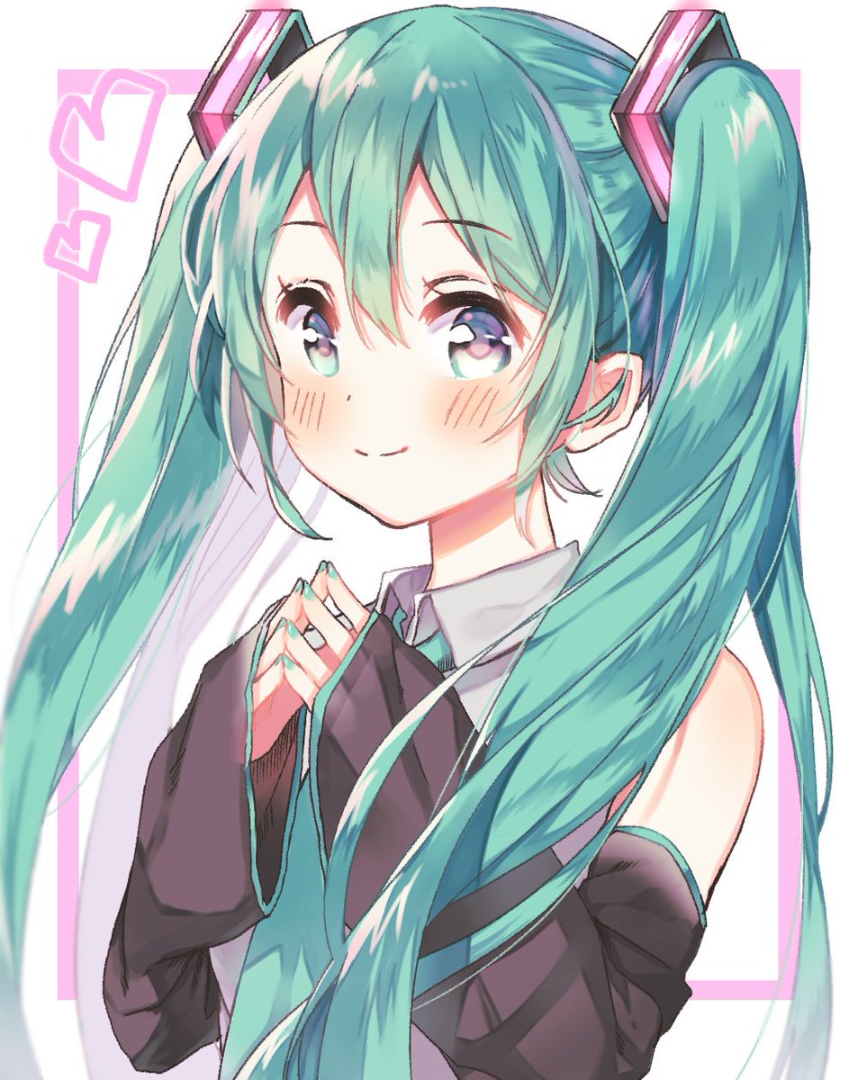 hatsune miku 1girl solo long hair twintails detached sleeves smile necktie  illustration images